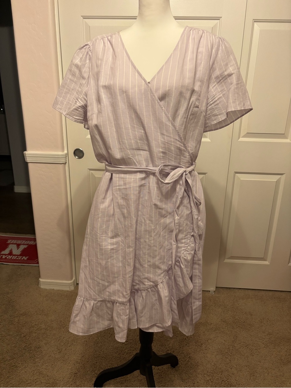 GAP Lavender Striped Wrap Around Dress